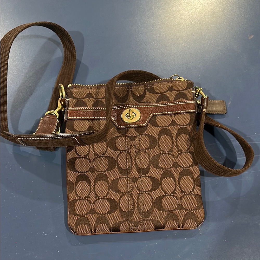 Brown Crossbody Bag with Gold Accents
